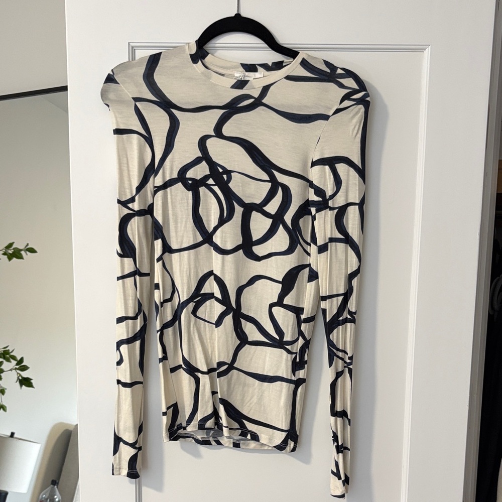 COS Black and Cream Abstract Long Sleeve Top
